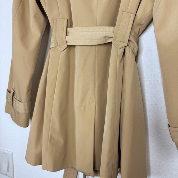 Calvin Klein Double Breasted Belted Classic Trench Coat Khaki Women's L - Picture 4 of 10